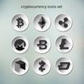 Illustation vector of cryptocurrency button icons set