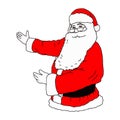 Illustation vector hand drawn of Santa Claus presenting something