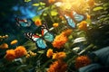 Illustrate the beauty of butterflies in