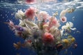 Illustrate the beauty of underwater flower