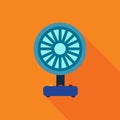 Illustrate of blue electric fan on orange background. Royalty Free Stock Photo