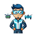 Illustrate Cheerful Techie Drone Operator Royalty Free Stock Photo