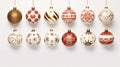 Illustrate a collection of vintage-inspired Christmas baubles