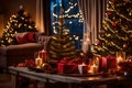 Living Room Interior With Christmas Tree