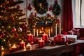 A Christmas-themed apartment interior