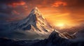 a mountain range kissed by the setting sun Royalty Free Stock Photo