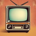 Illustrate a retro TV on a white background, evoking a nostalgic feel with its isolated, vintage charm