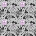 Illustrated abstract floral pattern, repeat wallpaper