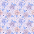 Illustrated abstract floral pattern, repeat wallpaper