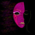 Illustrated abstract girl with mask