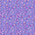 Illustrated abstract seamless lilac pattern with pink elements