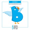 Illustrated Alphabet Letter B And Bird