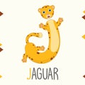 Illustrated Alphabet Letter J And Jaguar