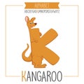 Illustrated Alphabet Letter K and Kangaroo