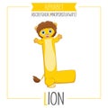 Illustrated Alphabet Letter L And Lion