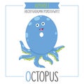 Illustrated Alphabet Letter O and Octopus