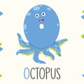 Illustrated Alphabet Letter O And Octopus Royalty Free Stock Photo