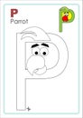 Alphabet Picture Letter `P` Colouring Page. Parrotl Craft.