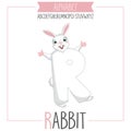 Illustrated Alphabet Letter R and Rabbit