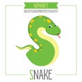 Illustrated Alphabet Letter S and Snake