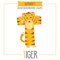 Illustrated Alphabet Letter T And Tiger