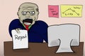 Illustrated angry boss holding report. Yeling (screaming) angry Royalty Free Stock Photo