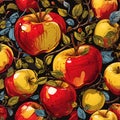 Illustrated Apples Background. Apples Illustration.