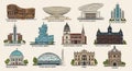 Of illustrated architectural designs of various libraries from Royalty Free Stock Photo