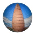 Illustrated background with ecological theme with chimney in globe.