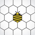 Hexagonal honey comb background with stylized bee