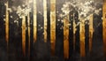 Illustrated background with weathered golden lines sprayed messily on black