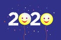 Illustrated 2020 with balloons