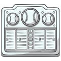 Illustrated Baseball Scoreboard with Balls Indicating Score and Game Information Royalty Free Stock Photo