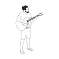 Illustrated bearded man playing guitar