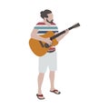 Illustrated bearded man playing guitar