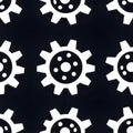 Illustrated Black and White Gears Tile