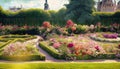 illustrated blooming garden in summer