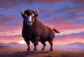 Buffalo at Sunset created with Generative AI Royalty Free Stock Photo