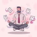 Illustrated business person meditating Vector illustration.