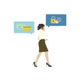 Illustrated business woman with online banking security