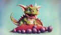 illustrated cheerful pink dragon