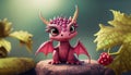 illustrated cheerful pink dragon