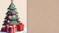 illustrated Christmas tree background in retro style Royalty Free Stock Photo