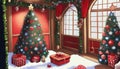 illustrated Christmas tree background in retro style Royalty Free Stock Photo