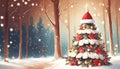 illustrated Christmas tree background in retro style Royalty Free Stock Photo
