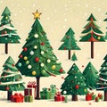 Illustrated Christmas Trees background Royalty Free Stock Photo