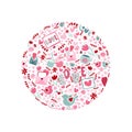 Illustrated circle for Valentine`s Day Royalty Free Stock Photo