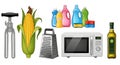 Illustrated Collection of Kitchen and Household Items Royalty Free Stock Photo
