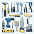 Assortment represents commonly used items in DIY and construction Royalty Free Stock Photo