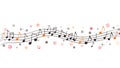 Colored music notes dancing on white background Royalty Free Stock Photo